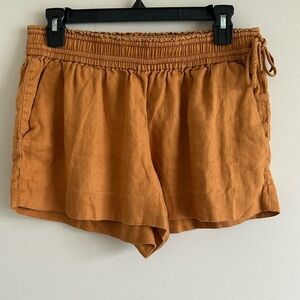 J. Crew Linen Orange Side Tie Pull On Shorts